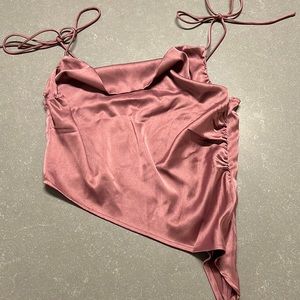 Purple silky cowl neck tank top